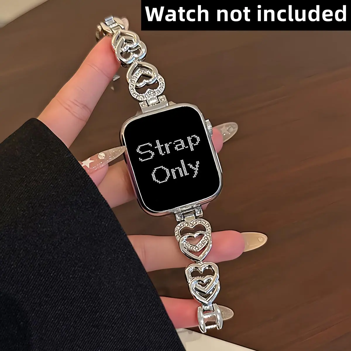 Shiny Rhinestone Decor Watch Band, Stainless Steel Watch Band for Apple Watch Series 9 8 7 6 5 4 3 2 1 SE, Watch Band for Women & Men, Smart Watch Straps, Watch Straps, Smartwatch Accessories