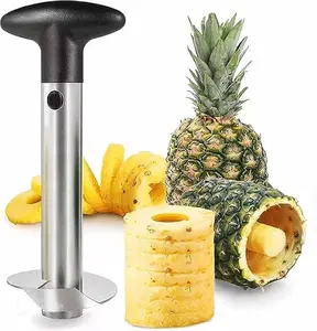 Stainless Steel Pineapple Core Remover - 1pc Easy-to-Use Peeler with Detachable Handle, Rust-Resistant & Reinforced Blade for Fruit Slicing, Kitchen Essential
