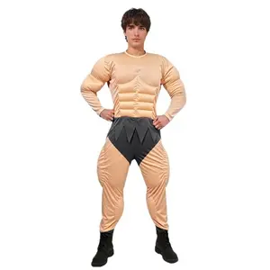 Adult Men Halloween Costume, Realistic Muscle Onesie, Elastic Skin-Friendly Fit, Funny Cosplay, Party Prank Prop