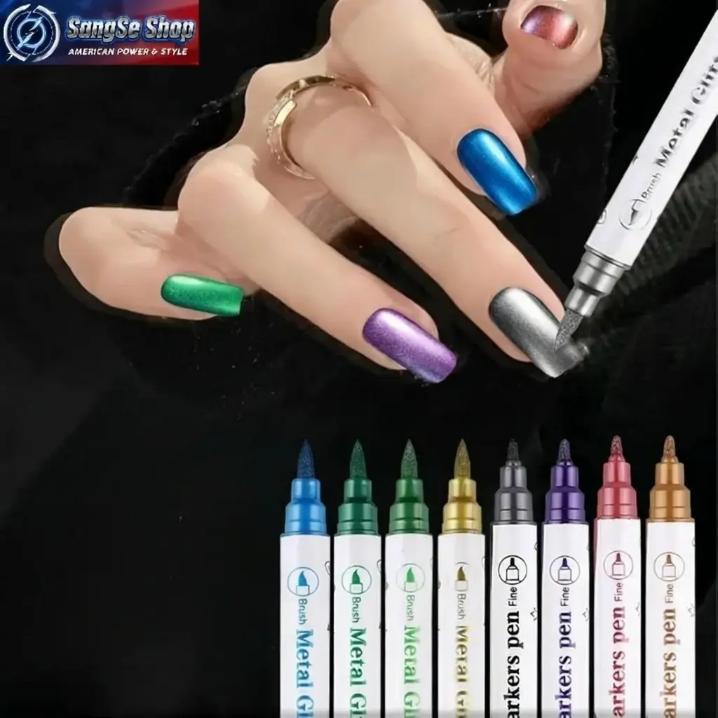 10-Color Dual-Tip 3D Nail Art Marker Set, Metallic Trendy Nail Drawing Pens, Quick-Dry Non-Trace Washable Graffiti Tools for DIY Manicure, Salon Use, Creative Nail Decoration Kit, Valentine & Birthday Gift, Random Packaging