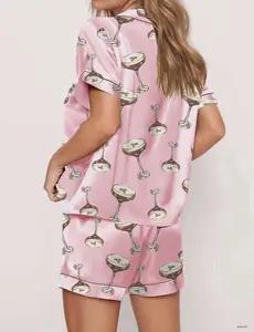 Women s Espresso Martini Satin Pajama Set: Soft Breathable Summer Sleepwear
