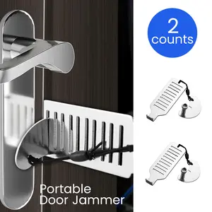 2 Counts Advanced Portable Door Lock, Portable Security Device for Hotels, Durable Door Jammer for Travel Safety