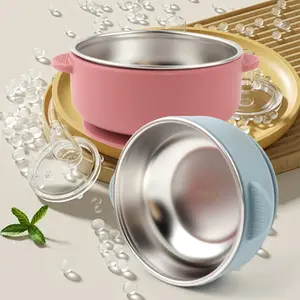 Baby Feeding Supplies, Stainless Steel Suction Bowl Durable Design, Ideal Gift for New Parents, Daily Use Baby Food Container, Durable Utensils Tableware
