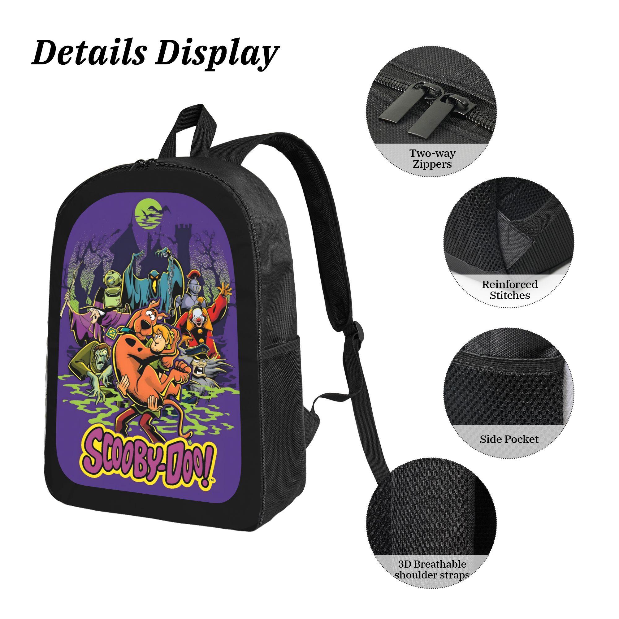 Scooby-Doo 3PCS Backpack Set for Girls Boys Cute Aesthetic School Backpack with Lunch Box Pencil Case Lightweight Bookbag for Teens Trendy Tiktok Backpack for Travel School Work Fashionable Durable Daypack