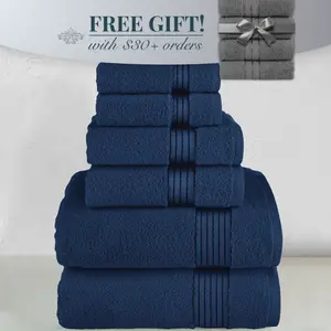 Mocassi 6-Piece Turkish Cotton Towel Set, 2 Washcloths, 2 Hand Towels and 2 Bath Towels