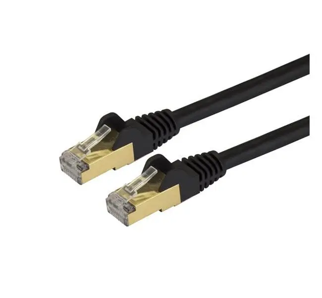Startech C6ASPAT12BK 12 ft. Ethernet Patch Cable - Black, Copper Wire, RJ45 Connector, High-Speed Net, Snagless Clips