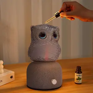 DAROMA Glass and Stone Essential Oil Diffuser with Adjustable Brightness and Auto-Off