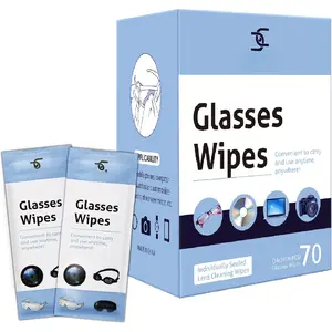 70 Count Eyeglass Lens Cleaning Wipes - Pre-Moistened Quick Dry Individual Wrapped with Carrying Box for  Glasses and Electronics Screen