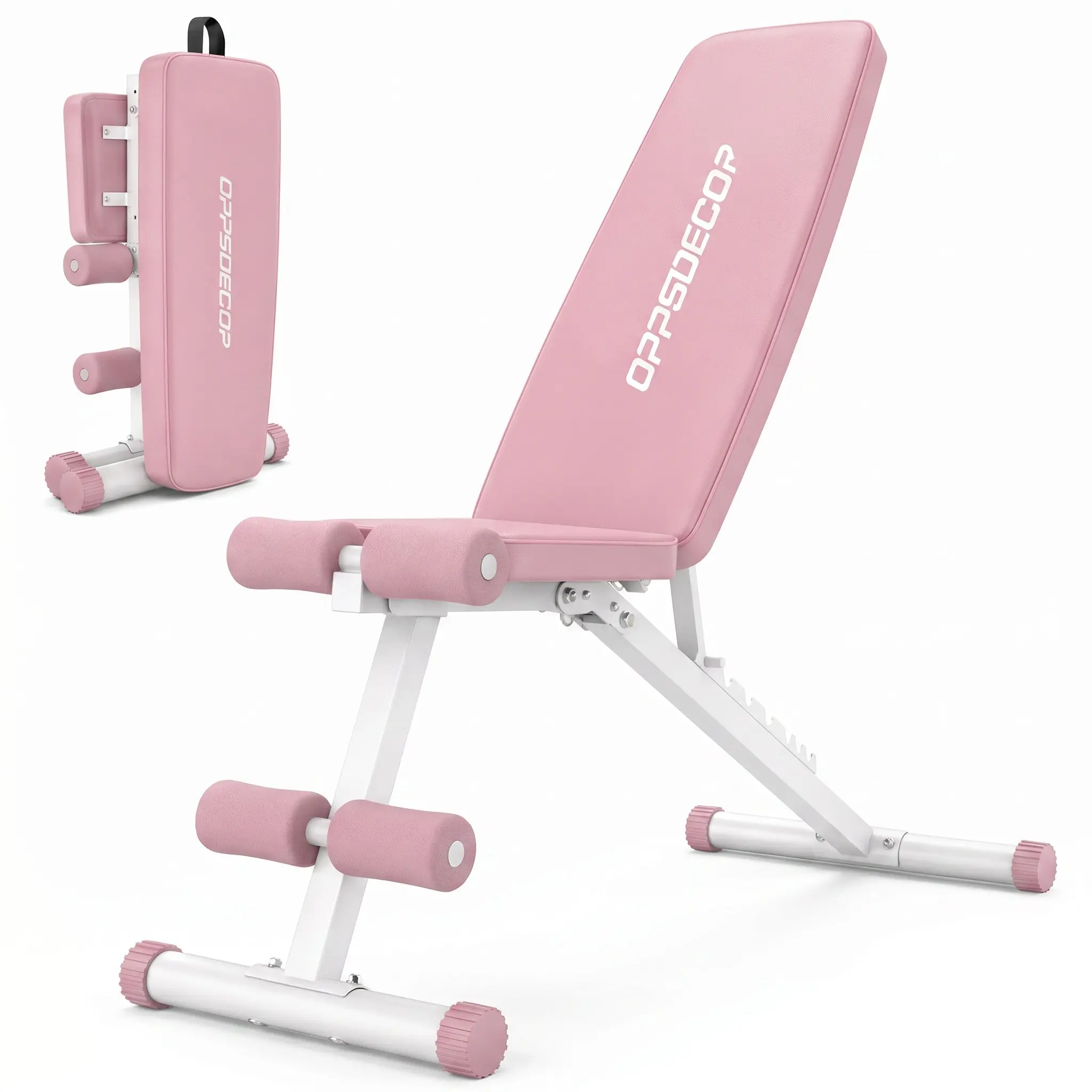 OPPSDECOR 660LBS Adjustable Weight Bench - Incline Decline Strength Training, Compact Foldable Home Workout Gear, Father's Day Gift Ideas for Dad from Son, At Home Gym Workout Equipment, SummerWins,father'sdaygifts(Black,White,Pink)