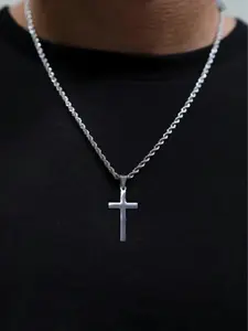 Men's Simple Twist Cross Pendant Necklace, Stainless Steel Chain, Party & Daily Wear Jewelry, Fashionable Gift for Men, Jewelry Gifts, Party Ready, Trendy Jewelry, Durable Fashion Accessory