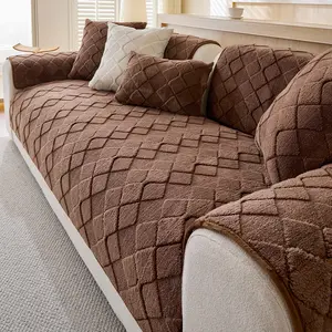 Modern Plush Diamond Pattern Quilted Sofa Cover, Dustproof Sofa Protector, Dustproof, Pet-Friendly Polyester Fabric, Soft Texture, Fits Single Seater to L-Shaped Couches