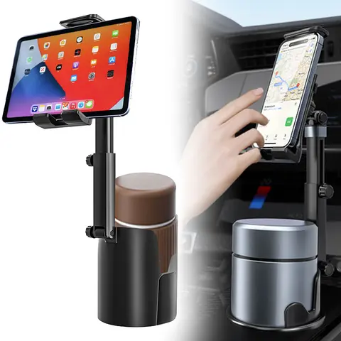 2 in 1 Cup Phone Mount for Car, Universal 360° Rotation Car Cup Phone Holder, Adjustable Long Arm Holder, All Purpose Cup Holder Compatible with Most Smartphones