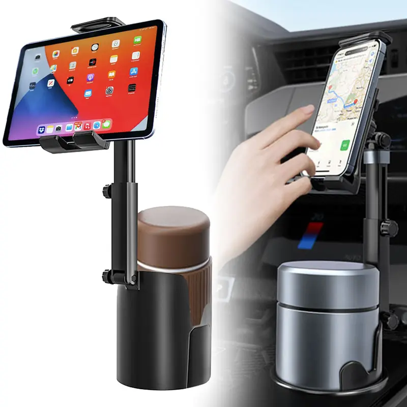 2 in 1 Cup Phone Mount for Car, Universal 360° Rotation Car Cup Phone Holder, Adjustable Long Arm Holder, All Purpose Cup Holder Compatible with Most Smartphones