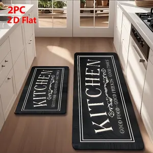 2/3 Piece Flannel Kitchen Mat Set, kitchen area rug, Non-Slip, Absorbent, Farmhouse Style, Ideal for Kitchen, Bathroom, Laundry Room, Hallway
