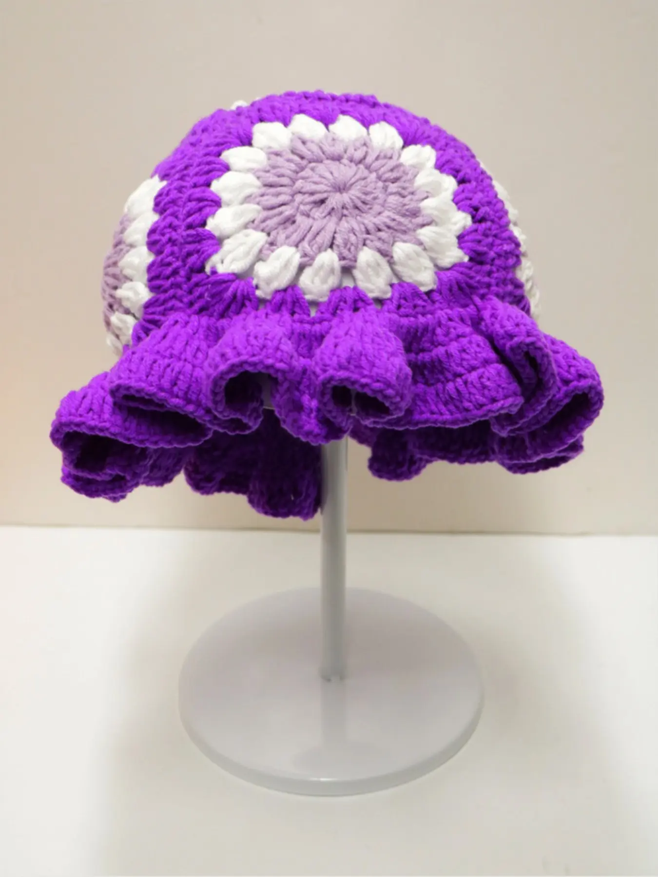 Unisex Sunflower Wood Lace Crochet Hollow Out Fisherman Hat, Spring Autumn Cute Wave Edge Color Block Knit Beanie Cap, Casual Hat, Breathable Beanie, Beanie Fitted Hat
