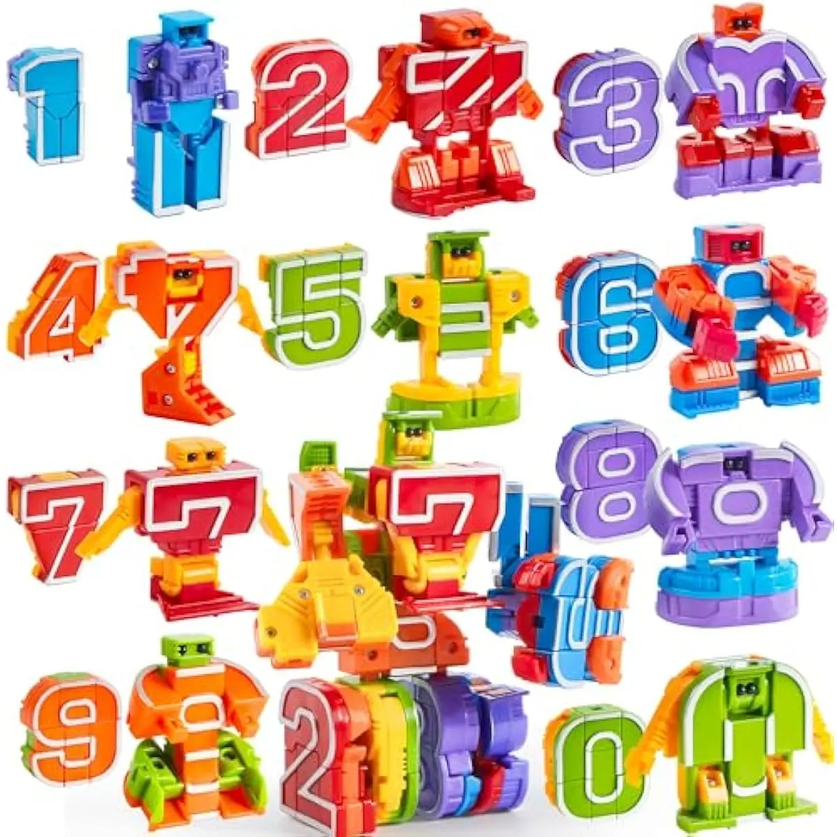 10 Pcs Number Robots Educational Toys, Number Robots, Action Figure Learning Toys, Easter Basket Stuffers, Birthday Gifts for Kids Boys Girls 3 4 5 6 Years Old