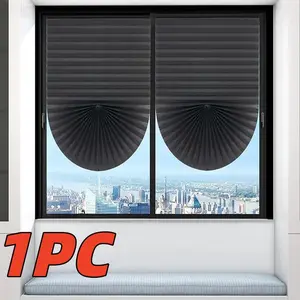 Cordless Blackout Pleated Shade Curtains, No-Drill Self-Adhesive Window Blinds for Bedroom, Kitchen & Bathroom Doors, Easy-Install Modern Privacy Cover