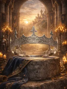 The Armored Kingdom Crown of Eternal Reign Antique Silver Iron Copper Construction Adjustable Medieval Craftsmanship Royal Occasions