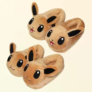 Eevee Pokemon Plush Slippers- Adult Spring Footwear Flipflop Walking Shoes Girl Slide Women Comfort