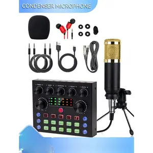 Professional Wireless Live Audio Podcast Equipment, Microphone Set, Game Mixer, Streaming Mixer, BT, Vocal, Live Streaming, Podcast Live Streaming Equipment Mixer with Sound Converter/Mixer Control