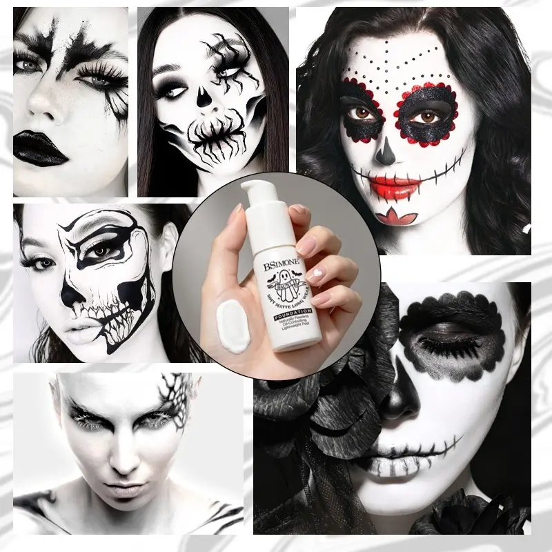 Bsimone 24hr Long-Lasting Liquid Foundation, Matte Finish, Buildable Matte Coverage, Waterproof, High Coverage, Vegan, Suitable for All Skin Types, Halloween Makeup