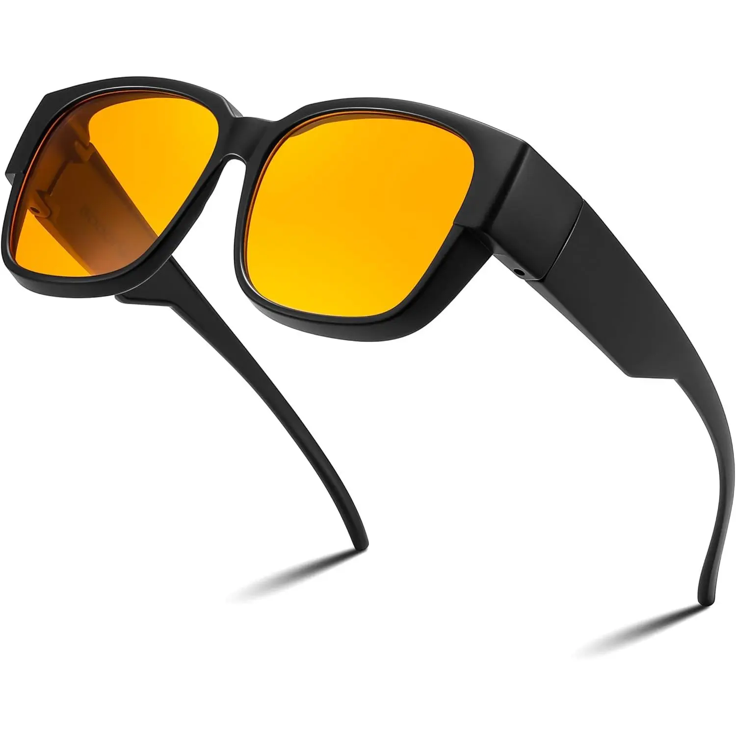 EyeconicFinds Fit Over Blue Light Sunglasses - Full Rim, Anti-Glare Yellow Lens Eyeglasses for Driving, Comfortable to Wear for Eyeglass Wearers (B1226), Browsing