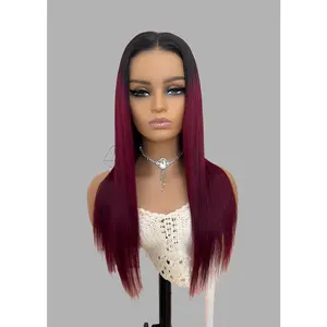 "Galactic Garnet" | HD Glueless Human Hair Lace Front Wig | Black to Burgundy Ombre