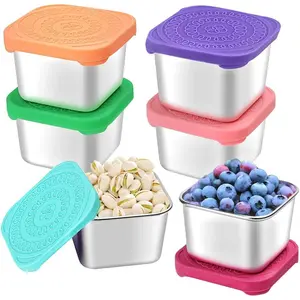 6Pack 6oz Stainless Steel Snack Containers for , Easy Open Leak Proof Metal  Snack Containers with  Lids, Stackable Metal  Lunch Box for , School and Travel