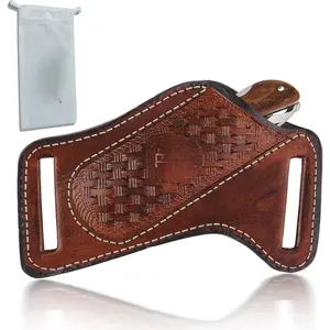 Leather Knife Sheath for Belt Pocket Folding Knife Holder Compact Draw Knifes Carrier EDC Tools Holster