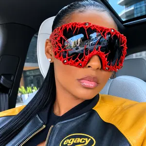 Original Drip Glue Spooky Halloween Sunglasses - Black Frame, Niche, Avant-Garde, Fashionable, Casual, Trendy S-Style, Black Python Eyewear