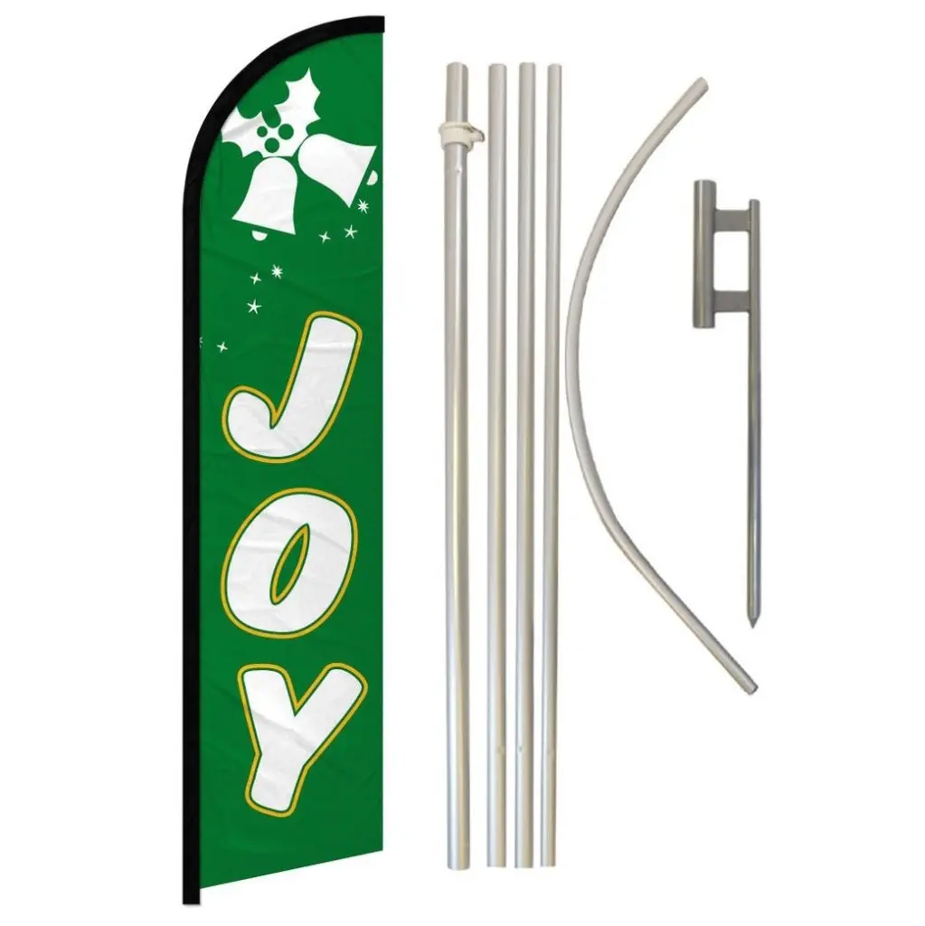 Bell Motif Polyester Banner - Windproof, Cordless, 11.5x2.5 ft, with Complete Steel-Aluminum Pole Kit, Easy-Install Business Print Backdrop, Storage-Compatible for Festive Party Home Supplies Outdoor Display