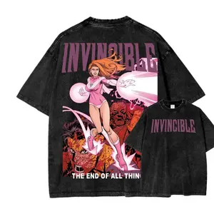 The End Of All Things Invincible Vintage Wash T-Shirt, Unisex Casual Crewneck Tee, Retro Comic Graphic Streetwear for Men & Women, Perfect for Outdoor & Everyday Style