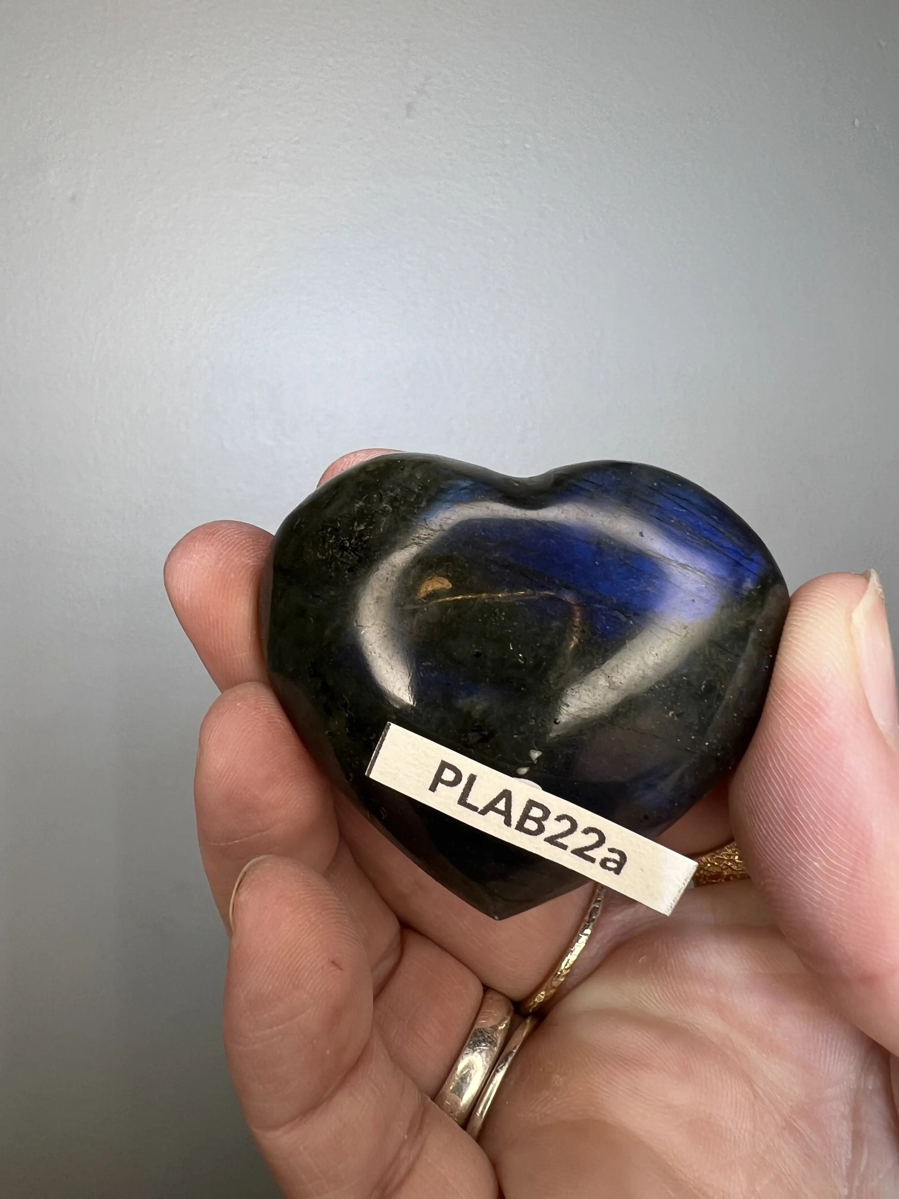 Purple, Blue, Yellow Flash Labradorite Hearts - Madagascar
