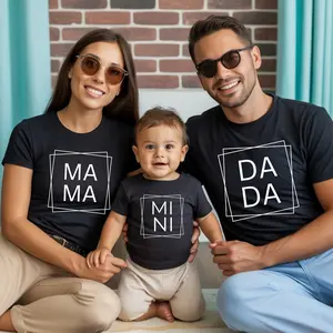 Personalized Black Family Matching Shirts – Mama Dada Baby Mini Big Bro Lil Bro Big Sis Lil Sis Nana Papa Mimi – Matching Family Outfit Set – Baby Bodysuit & Kids Tee Gift
