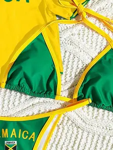 Women's Three-Piece Bikini Swimsuit Set, Sexy Sleeveless Triangle Top & Tie Side Bottoms, Multicolor Print, Ideal for Pool & Sports, Summer Swimsuit Set