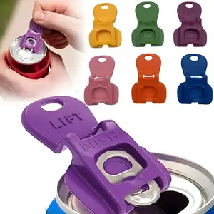 Manual Plastic Can Opener, 6/12pcs Colorful Drink Can Protector, Leakproof Soda Top Ring Opener Tool for Soda, Beer, Coke, Kitchen Gadgets, Beverage Can Opener