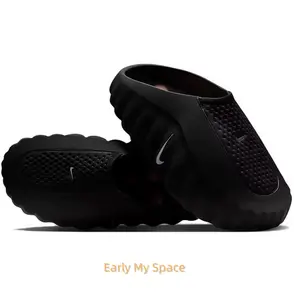 Black Thick-Soled Massage Slides, Orange Spherical Outsole, Breathable Fabric Upper, Pre-Game Recovery Tech Mules