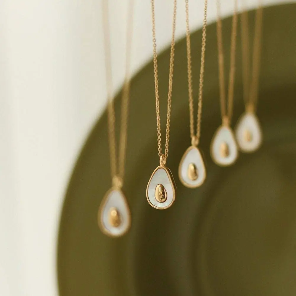 Avocado necklace | Enamel necklace | Fruit necklace | Gold plated| Necklace