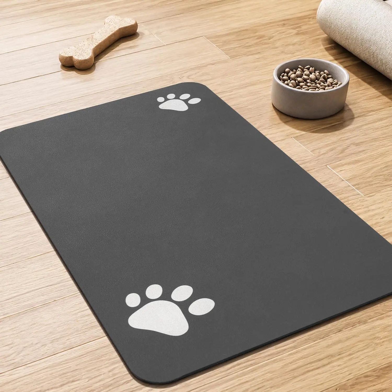 Pet Feeding Mat for Dogs & Cats, Absorbent Quick-Dry Mat for Food & Water Bowls, Easy-to-Clean Stain-Resistant Pet Supply Accessory