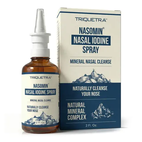 Nasomin Nasal Iodine – Nasal Cleanse– Neutralize Nose - Iodine + Fulvic Acid Blend -100% Natural Mineral Complex – (2 oz. Bottle+Nasal Sprayer) Daily Cleansing