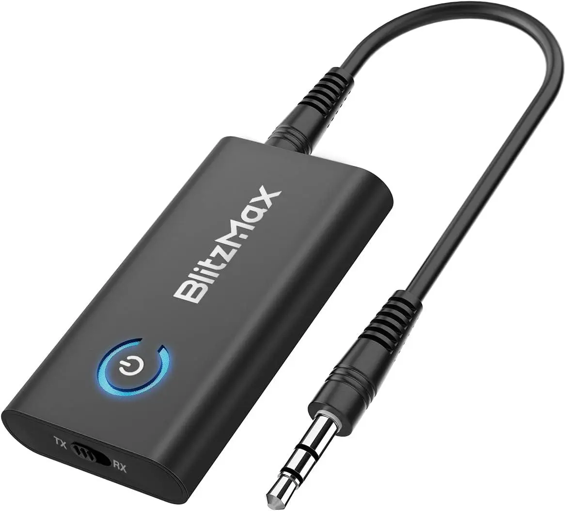 Bluetooth 5.2 Adapter Transmitter, Bluetooth Receiver 2-in-1 Mini Wireless Transmitter/Receiver with 3.5mm Audio Cable, Dual Link AptX Adaptive Bluetooth Adapter for Airplane/PC/TV/Car/Gym