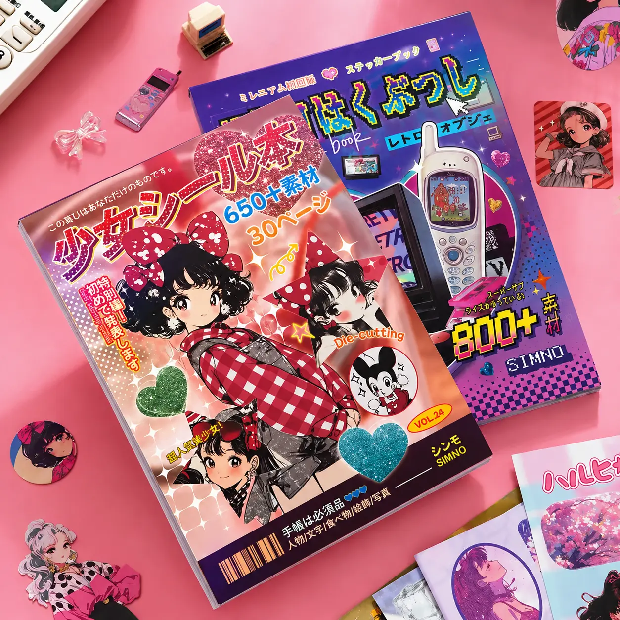 Japanese Retro Sticker Book| 30 Sheets Y2K Aesthetic Journaling Supplies for Scrapbooking & DIY Crafts