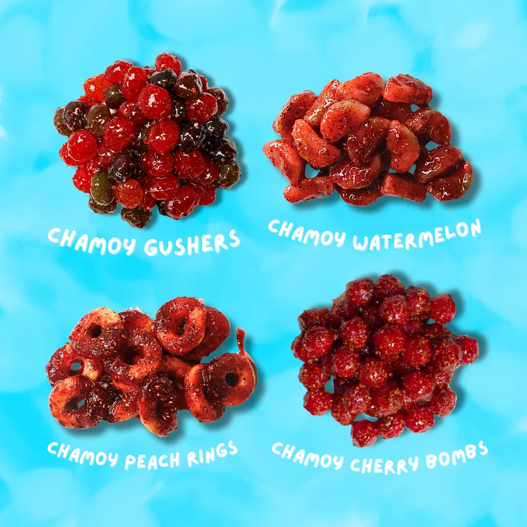 Chamoy Gummies, Variety 4-Pack -Flavoritos Sweet and Chili Gummy Candy Snack Chewy Spicy Bonbon