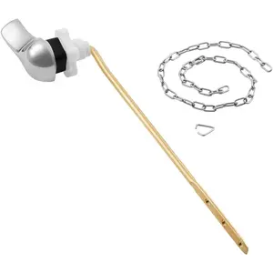 VEVOR Toilet Handle Replacement Kit, Front Mount Universal Toilet Handle, Toilet Handle Lever with Stainless Steel Flapper Chain, Toilet Flush Handle Fits Various Toilet Tanks, Chrome Finish, Silver