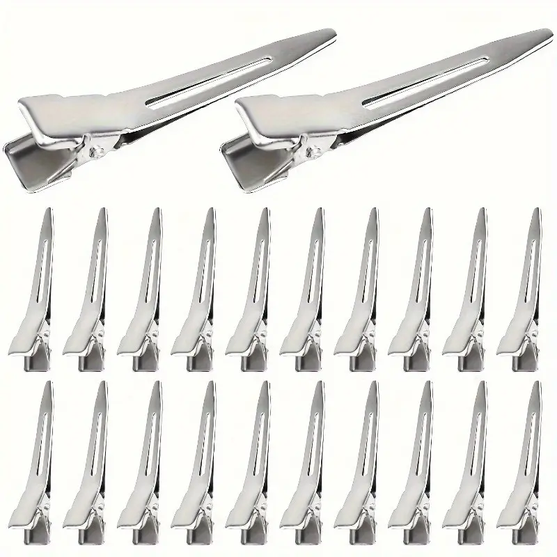 50pcs Sleek Silvery Metal Duckbill Hair Clips - Salon-Quality Alligator Barrettes for Thick Hair Styling & Sectioning, Hair Pin Set