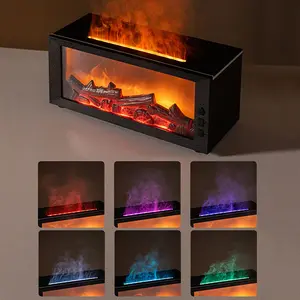Upgraded fireplace flame humidifier bedroom lasting fragrance machine simulated flame aromatherapy machine household fireplace