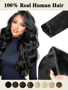 Invisible PU Weft Hair with Hole Human Hair Twin Tabs Injected Long Tape PU Flat Weft Double Inject XO Hole Weft Hair Extensions