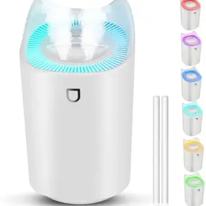 3L Mist Humidifier, 7 Colors Rainbow Light, Electric Home Air Humidifier, Night Light, for Baby Plant Office, 3 Mist Modes 2 Nozzles, Auto Shut Off, Office-20-Hour Run Time, Perfect Gift For Men & Women, Valentine's Day Gift For Girlfriend & Boyfriend