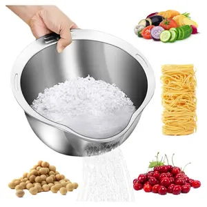 Rice Washer Strainer Bowl , 4-in-1 Washing Bowl for Quinoa, Stainless Steel Rinser With Side Drainers Small Colander for Cleaning Fruits, Vegetables, and Beans - Versatile Kitchen Tool
