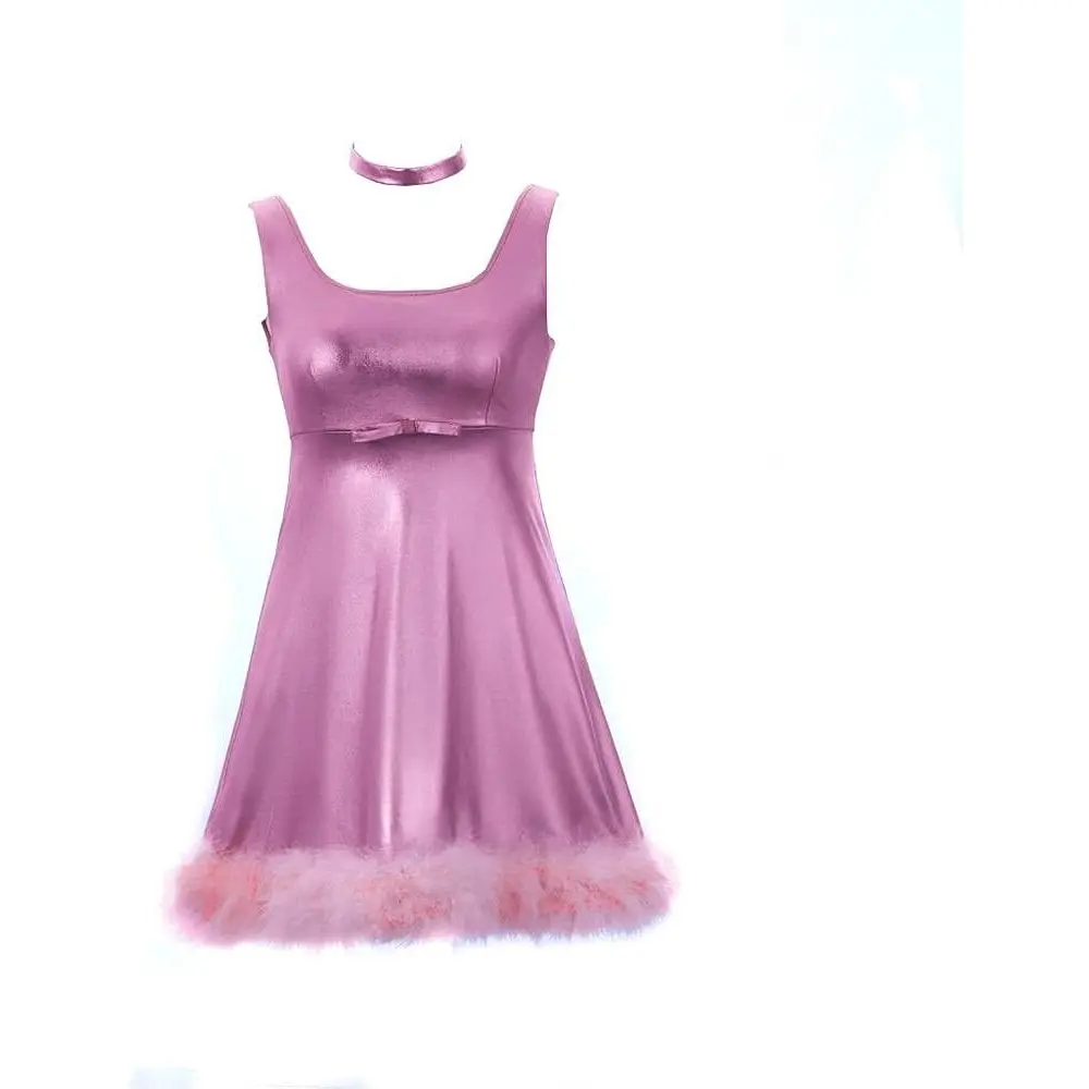 Women's Michelle Purple Plush-Hem Sleeveless Elegant Formal Wear Evening Gown - Well-Fit, Hip Design, Soft Polyester, for Special Occasions, Nightclub Events, 2XL, 3XL, XXXL